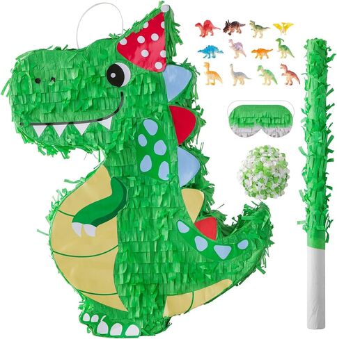 VINTS Dinosaur Pinata، للأطفال Dino Piñata مع معصوب العينين، ديكور حفلات بطابع الديناصور، مثالي للحفلات المدرسية، وحفلات أعياد الميلاد (16.93 × 12.6 × 3.15 بوصة) in Saudi Arabia