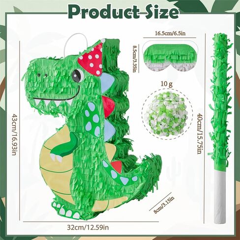 VINTS Dinosaur Pinata، للأطفال Dino Piñata مع معصوب العينين، ديكور حفلات بطابع الديناصور، مثالي للحفلات المدرسية، وحفلات أعياد الميلاد (16.93 × 12.6 × 3.15 بوصة) in Saudi Arabia