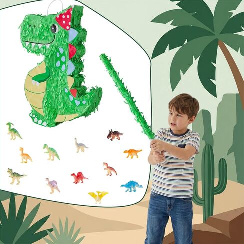 VINTS Dinosaur Pinata، للأطفال Dino Piñata مع معصوب العينين، ديكور حفلات بطابع الديناصور، مثالي للحفلات المدرسية، وحفلات أعياد الميلاد (16.93 × 12.6 × 3.15 بوصة) in Saudi Arabia