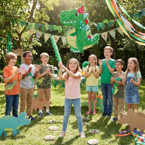 VINTS Dinosaur Pinata، للأطفال Dino Piñata مع معصوب العينين، ديكور حفلات بطابع الديناصور، مثالي للحفلات المدرسية، وحفلات أعياد الميلاد (16.93 × 12.6 × 3.15 بوصة) in Saudi Arabia
