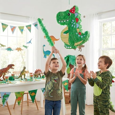 VINTS Dinosaur Pinata، للأطفال Dino Piñata مع معصوب العينين، ديكور حفلات بطابع الديناصور، مثالي للحفلات المدرسية، وحفلات أعياد الميلاد (16.93 × 12.6 × 3.15 بوصة) in Saudi Arabia