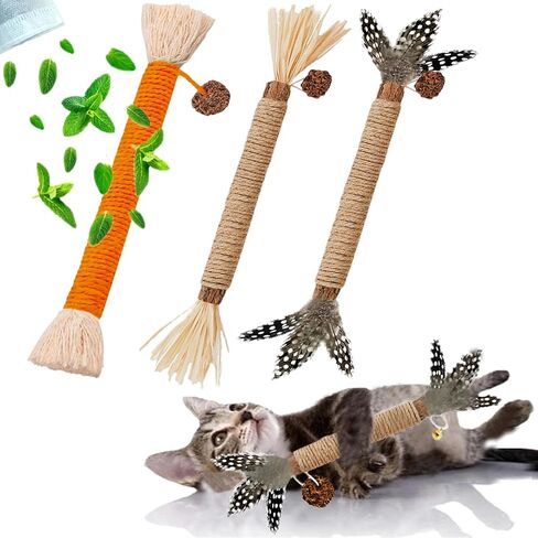 Cat Toys 3Pack Silvervine Chew Stick Kitten Treat Catnip Toy Kitty Natural Stuff Catnip Matatabi for Cleaning Teeth Indoor Dental Snack Interactive in Saudi Arabia