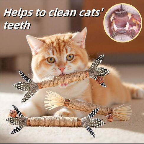 Cat Toys 3Pack Silvervine Chew Stick Kitten Treat Catnip Toy Kitty Natural Stuff Catnip Matatabi for Cleaning Teeth Indoor Dental Snack Interactive in Saudi Arabia