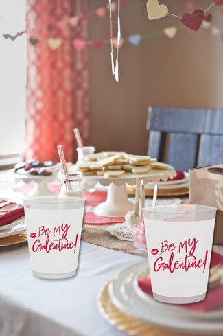 أكواب Be My Galentine، أكواب عيد جالنتين السعيدة، ديكورات حفلات عيد جالنتين السعيدة، ديكورات يوم جالنتين للسيدات للفتيات، أكواب ديكورات عيد الحب (16 قطعة، 16 أونصة) BZ in Saudi Arabia