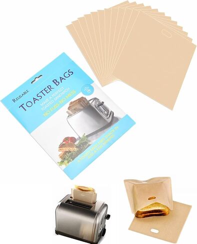 12 Pack Non Stick Toaster Sandwich Bags Reusable and Heat Resistant Easy to Clean,Washable Toaster Bags for Toaster Microwave Grill Cheese Sandwiches,Toast Bags for Toast Sandwich Panini Snacks(12) in Saudi Arabia