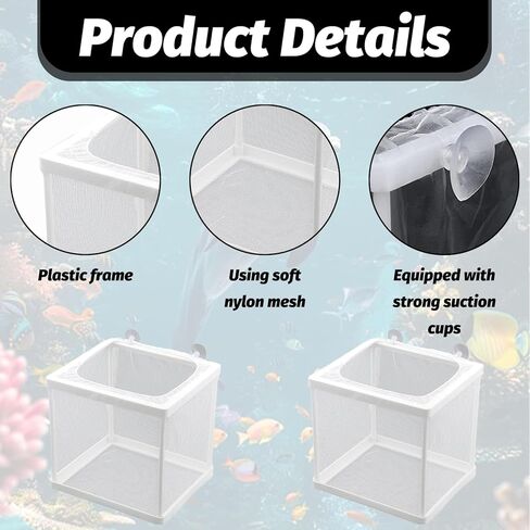 2 Pack Fish Breeder Box for Aquarium,Breeder Box for Fish Tank,Breeding Box for Fish Tank,for Aquarium Juvenile Fishes Separation Net Fry Hatchery with Suction Cups in Saudi Arabia