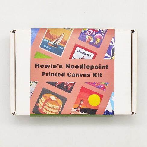Howie's Needlepoint Needlepoint Kits, 13CT Printed Embroidery Pattern Starter Kits, Stamped Patterns Canvas Kits(Teapots-Vivid Flower,4x4inch) in Kuwait