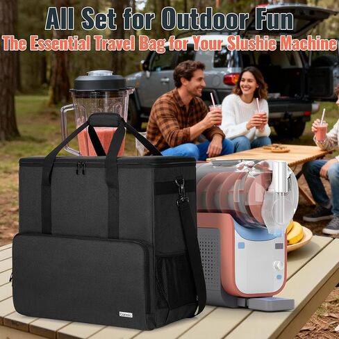 CURMIO Carrying Case Compatible with Ninja SLUSHi Max Machine FS605 Series, Smart Frozen Drink Maker Travel Bag with Bottom Board and Shoulder Strap, Black in Saudi Arabia