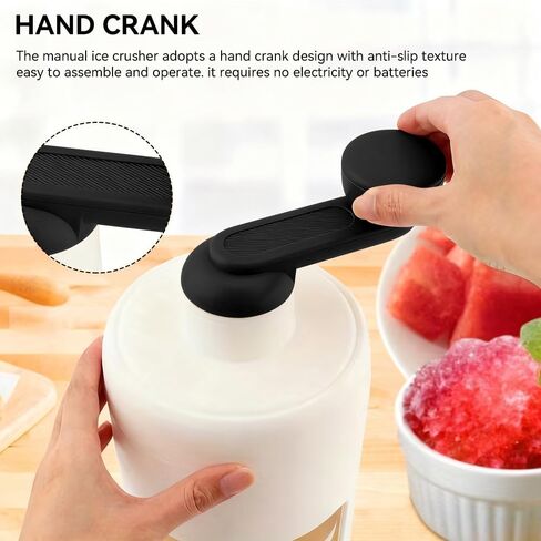 دليل ماكينة حلاقة الثلج الدوارة، شفرة من الفولاذ المقاوم للصدأ، مقبض سريع موفر للعمالة، قاعدة شفط ثابتة وآمنة، للاستخدام المنزلي باستخدام آلة مخروط الثلج لجميع مكعبات الثلج in Kuwait