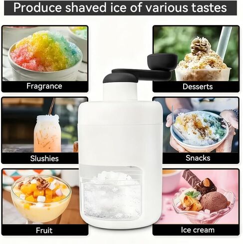 دليل ماكينة حلاقة الثلج الدوارة، شفرة من الفولاذ المقاوم للصدأ، مقبض سريع موفر للعمالة، قاعدة شفط ثابتة وآمنة، للاستخدام المنزلي باستخدام آلة مخروط الثلج لجميع مكعبات الثلج in Kuwait