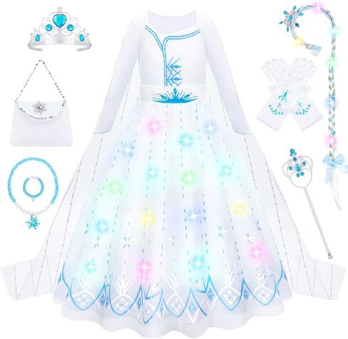 Meland Princess Dress Up for Girls – Light Up Halloween Costume for Girls Age 3-10, Princess Toys for Christmas Birthday Gift in Kuwait