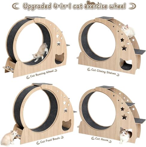 5-in-1 Cat Wheel,Cat Exercise Wheel,41.3" High Large Cat Wheels for Indoor Cats,Cat Treadmill Running Wheel for Indoor Cats with Silent Wheel,Cute Furniture Toys in Saudi Arabia