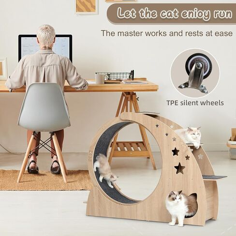 5-in-1 Cat Wheel,Cat Exercise Wheel,41.3" High Large Cat Wheels for Indoor Cats,Cat Treadmill Running Wheel for Indoor Cats with Silent Wheel,Cute Furniture Toys in Saudi Arabia