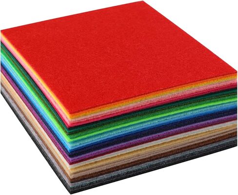 Felt Sheets for Crafts, 4x4 Inch Assorted Colors Craft Supplies, 1mm Thick Nonwoven Felt Fabric Squares, Crafts DIY, Sewing, Patchwork, Card Making and Art Projects (Pack of 42) in Saudi Arabia