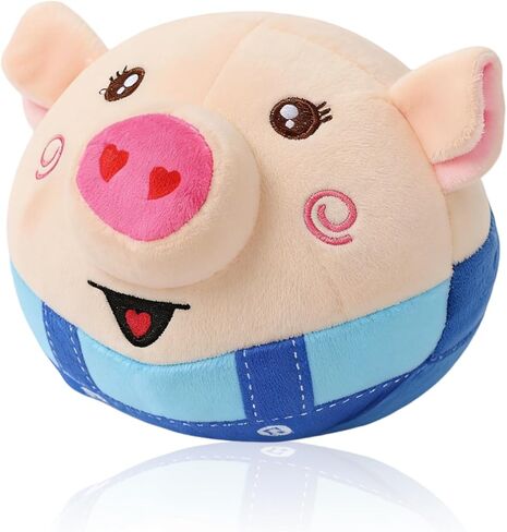 Interactive Dog Toys, 2026 New Active Moving Pet Plush Toy, Rechargeable Squeaky Dog Ball Toy with Talking Sound, Washable Bouncing Piggy Toy for Dogs Puppies (Blue) in Saudi Arabia