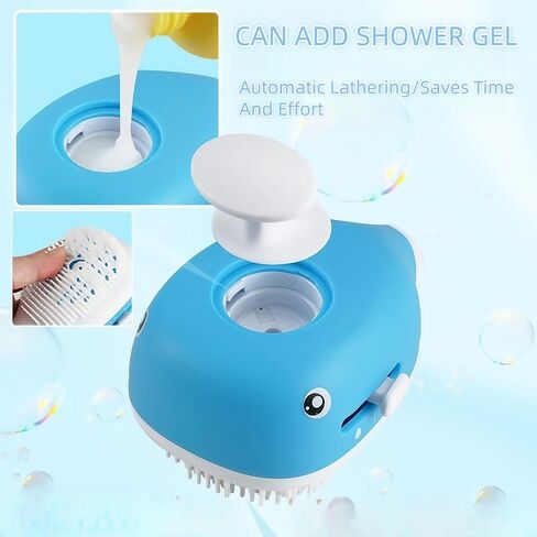 Deshedding Dog Bath Brush With Shampoo Dispenser - 2-In-1 Shower Hose Attachment For Dogs, Adjustable Handle For Kids And Adults, Includes Silicone Scrubber For Easy Washing (Gun gray) in Saudi Arabia