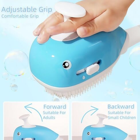 Deshedding Dog Bath Brush With Shampoo Dispenser - 2-In-1 Shower Hose Attachment For Dogs, Adjustable Handle For Kids And Adults, Includes Silicone Scrubber For Easy Washing (Gun gray) in Saudi Arabia