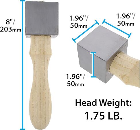 The Beadsmith Square Head Hammer – Metal Elements – 10.5 Inches Long, Wooden Handle, 1.75LB Head with a 50mm Face – Steel Mallet for Stamping, Dapping and Chasing in Saudi Arabia