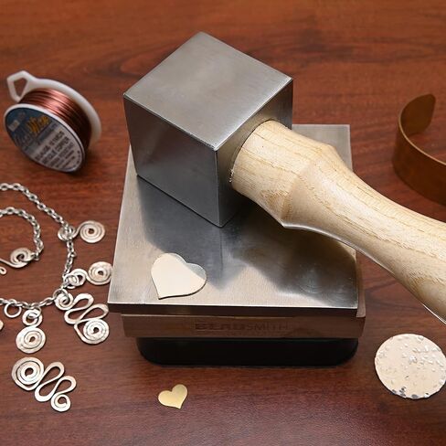 The Beadsmith Square Head Hammer – Metal Elements – 10.5 Inches Long, Wooden Handle, 1.75LB Head with a 50mm Face – Steel Mallet for Stamping, Dapping and Chasing in Saudi Arabia
