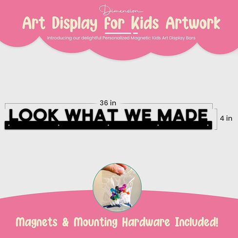 Look What We Made Magnetic Art Display for Kids Artwork - Kids Art Display - Artwork Display for Kids Art for Wall - Picture Hanging System - Display Children Artwork - Magnet Bar (36, Black) in Saudi Arabia