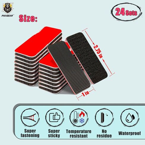 شرائط ربط وحلقة شديدة التحمل مع لاصق، 1.18 × 3.15 بوصة، 10 أزواج، قفل قوي لسجاد السيارة، التثبيت على الحائط، المنزل والمكتب، أسود in Kuwait