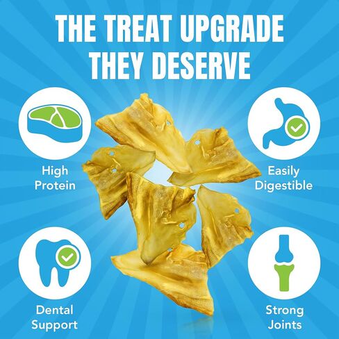 JOR Dog Pig Ears, Slow-Dried High Protein Premium Pork Chews, Easy to Digest Treats for All Canine Breeds & Sizes, Oral Care Support for Pets, with Rich Flavor & Firm Textured Surface, 6 Pcs/Pack in Saudi Arabia
