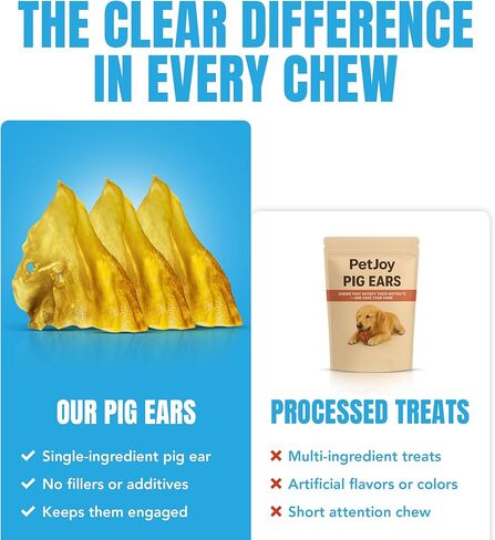 JOR Dog Pig Ears, Slow-Dried High Protein Premium Pork Chews, Easy to Digest Treats for All Canine Breeds & Sizes, Oral Care Support for Pets, with Rich Flavor & Firm Textured Surface, 6 Pcs/Pack in Saudi Arabia