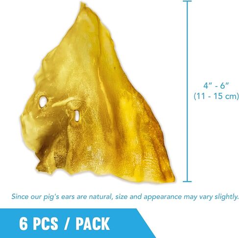 JOR Dog Pig Ears, Slow-Dried High Protein Premium Pork Chews, Easy to Digest Treats for All Canine Breeds & Sizes, Oral Care Support for Pets, with Rich Flavor & Firm Textured Surface, 6 Pcs/Pack in Saudi Arabia