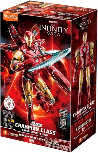مجموعات نماذج BLOKEES Champion Class Marvel Infinity Saga Iron Man Mark LXXXV EX، مجموعة نماذج مفصلية مكونة من 167 قطعة مع لمسة نهائية معدنية، أجزاء تأثيرات، قاعدة عرض، مجموعة خالية من الأدوات، للأعمار من 14 عامًا فما فوق in Kuwait