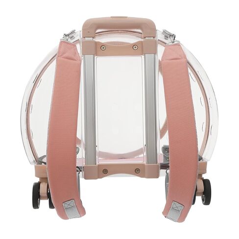 Pet Carrier with Wheels, Transparent Hard Breathable Pet Carrier with Ventilation Holes Telescopic Handle Multiple Carrying Strollers for Cats Dogs (Pink) in Saudi Arabia