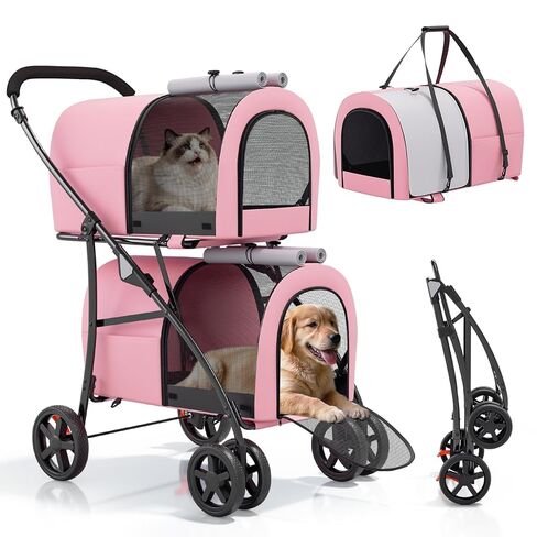 Magshion Double Pet Strollers for 2 Dogs & Cats, Black in Kuwait