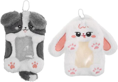2pcs Plush Stuffed Animal Card Holder, Cute Cartoon Photo Frame Sleeve for Student, Kids, and Bag Ornaments, for Parties, Birthday, Festival Decoration in Saudi Arabia