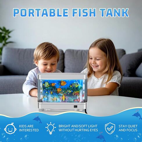Fake Fish Tank,Artificial Aquarium Decorations,Fake Aquarium Decor,Virtual Ocean Moving Fish lamp for Bedroom Office Décor in Saudi Arabia