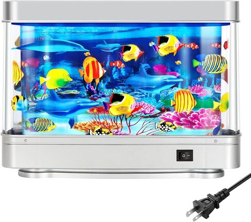 Fake Fish Tank,Artificial Aquarium Decorations,Fake Aquarium Decor,Virtual Ocean Moving Fish lamp for Bedroom Office Décor in Saudi Arabia