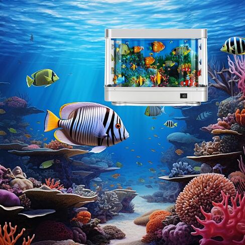 Fake Fish Tank,Artificial Aquarium Decorations,Fake Aquarium Decor,Virtual Ocean Moving Fish lamp for Bedroom Office Décor in Saudi Arabia