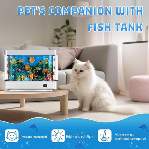 Fake Fish Tank,Artificial Aquarium Decorations,Fake Aquarium Decor,Virtual Ocean Moving Fish lamp for Bedroom Office Décor in Saudi Arabia