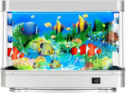 Fake Fish Tank,Artificial Aquarium Decorations,Fake Aquarium Decor,Virtual Ocean Moving Fish lamp for Bedroom Office Décor in Saudi Arabia
