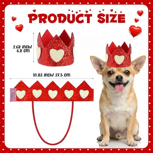 Hillban Valentine's Day Dog Costume Heart Crown and Cape Cover Set Dog Queen Valentines Outfit Heart Cape Hat for Small, Medium, Large Dogs and Pets(M) in Kuwait