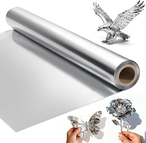 Heavy Duty Aluminum Foil Roll - 0.07MM Extra Thick Craft Metal Sheets for DIY, Repairs & Art Projects, Multipurpose Tin Foil for Art, Gifts & Home DIY Projects, Silver (12" Wide x 20ft Long) in Saudi Arabia