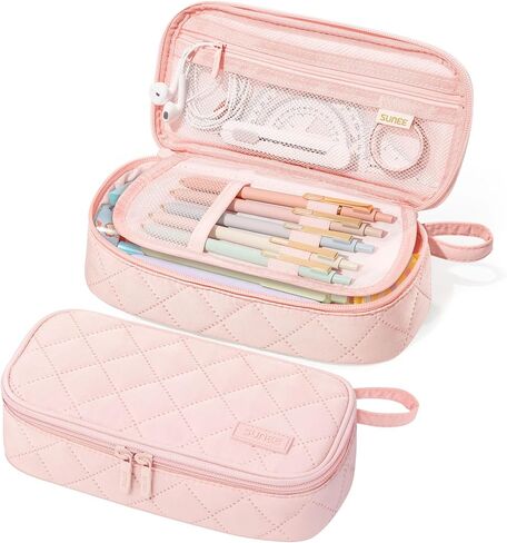 SUNEE Cute Pencil Case, Large Capacity Pencil Pouch Aesthetic Zipper Pencil Bag, Big Storage Pen Organizer for Stationery, Soft Corduroy Pencil Box Back to School Supplies for Teen Girls Boys, Beige in Kuwait