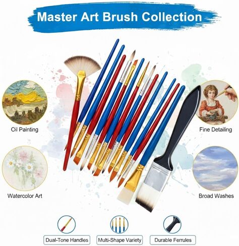 Professional Artist Paint Brush Set of 30 – Premium Multi-Purpose Brushes for Canvas, Watercolor, Fabric, Oil & Acrylic Painting – Ideal for Beginners, Students & Hobby Artists in Saudi Arabia