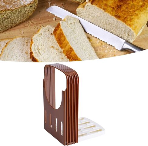 Bread Slicer, 4 Slice Thickness Size Toaster Cutter, Foldable Compact Cutting Guide with Stable Tray, Kitchen Sandwich Slicing Tool or Slicing Homemade Bread Sandwich Cake Bagels in Saudi Arabia