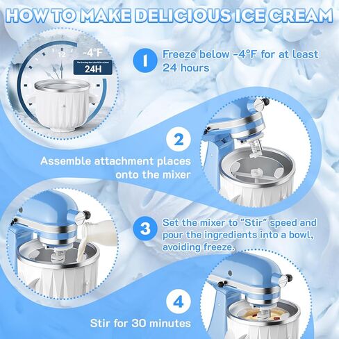 Ice Cream Maker Attachment for KitchenAid Stand Mixers, 2 Quart Ice Cream & Sorbet Gelato Maker Attachment - Fits 4.5QT and Larger KitchenAid Stand Mixers by GVODE in Kuwait