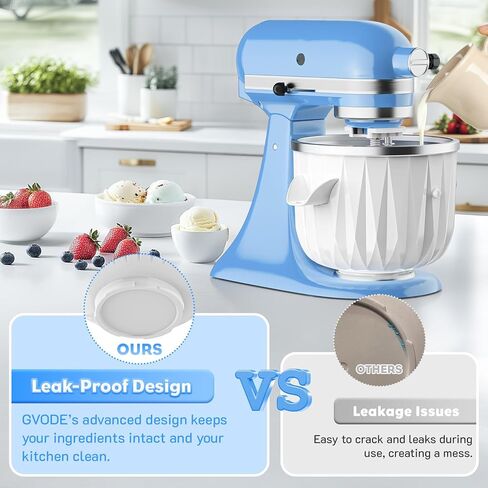 Ice Cream Maker Attachment for KitchenAid Stand Mixers, 2 Quart Ice Cream & Sorbet Gelato Maker Attachment - Fits 4.5QT and Larger KitchenAid Stand Mixers by GVODE in Kuwait