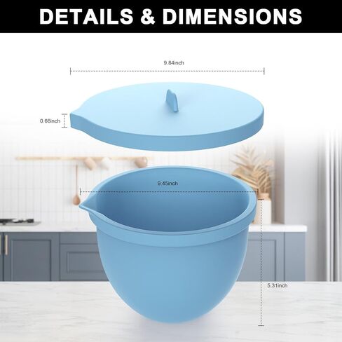 بطانات سيليكون برأس مائل 5 لتر لخلاط حامل مساعد المطبخ، وبطانات وعاء سيليكون مع أغطية، وملحقات مساعدات المطبخ ومرفقات الخبز والطهي (3 قطع أخضر + أزرق + أبيض) in Kuwait