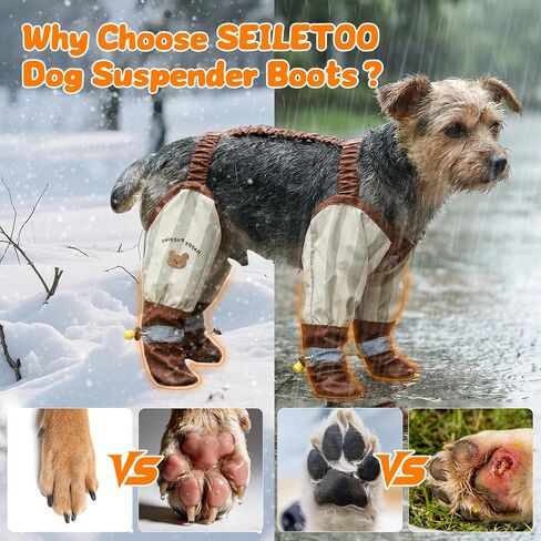 أحذية واقية لمخالب الكلاب، أحذية مقاومة للماء للكلاب في الشتاء مع حمالة، أحذية للحيوانات الأليفة مضادة للانزلاق ومضادة للانزلاق للمشي، قابلة للتعديل، سراويل خارجية مقاومة للغبار (L) in Kuwait