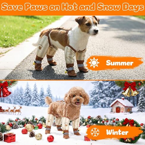 أحذية واقية لمخالب الكلاب، أحذية مقاومة للماء للكلاب في الشتاء مع حمالة، أحذية للحيوانات الأليفة مضادة للانزلاق ومضادة للانزلاق للمشي، قابلة للتعديل، سراويل خارجية مقاومة للغبار (L) in Kuwait
