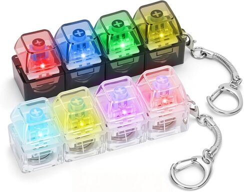 2PCS Keyboard Fidget Toy for Adults 4 in 1 Keyboard Clicker Fidget Keychain with LED Light & Sound for Anxiety Relief, Office Home Travel (Black&White, 2P) in Kuwait