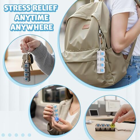 2PCS Keyboard Fidget Toy for Adults 4 in 1 Keyboard Clicker Fidget Keychain with LED Light & Sound for Anxiety Relief, Office Home Travel (Black&White, 2P) in Kuwait