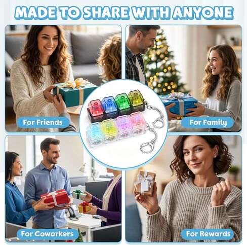 2PCS Keyboard Fidget Toy for Adults 4 in 1 Keyboard Clicker Fidget Keychain with LED Light & Sound for Anxiety Relief, Office Home Travel (Black&White, 2P) in Kuwait